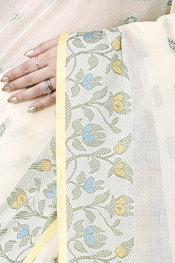 White Pure Cotton Gopika Tant Saree (1056)